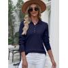 image:imageANRABESS Womens Long Sleeve Polo Sweaters Knit Button Shirt Lightweight Dressy Casual Basic Pullover Tops 2026 Fall FashionNavy Blue
