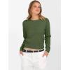 image:imageANRABESS Womens Long Sleeve Sweaters Cropped Crew Neck Business Casual Light Weight Sweater Tops Fall Fashion Clothes 2025Army Green