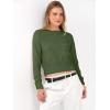 image:imageANRABESS Womens Long Sleeve Sweaters Cropped Crew Neck Business Casual Light Weight Sweater Tops Fall Fashion Clothes 2025Army Green