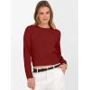 image:imageANRABESS Womens Long Sleeve Sweaters Cropped Crew Neck Business Casual Light Weight Sweater Tops Fall Fashion Clothes 2025Brick Red