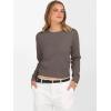 image:imageANRABESS Womens Long Sleeve Sweaters Cropped Crew Neck Business Casual Light Weight Sweater Tops Fall Fashion Clothes 2025Coffee