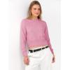 image:imageANRABESS Womens Long Sleeve Sweaters Cropped Crew Neck Business Casual Light Weight Sweater Tops Fall Fashion Clothes 2025Coral Pink