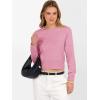 image:imageANRABESS Womens Long Sleeve Sweaters Cropped Crew Neck Business Casual Light Weight Sweater Tops Fall Fashion Clothes 2025Coral Pink