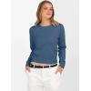 image:imageANRABESS Womens Long Sleeve Sweaters Cropped Crew Neck Business Casual Light Weight Sweater Tops Fall Fashion Clothes 2025Deep Blue