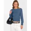 image:imageANRABESS Womens Long Sleeve Sweaters Cropped Crew Neck Business Casual Light Weight Sweater Tops Fall Fashion Clothes 2025Deep Blue