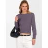 image:imageANRABESS Womens Long Sleeve Sweaters Cropped Crew Neck Business Casual Light Weight Sweater Tops Fall Fashion Clothes 2025Deep Purple