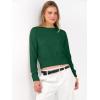 image:imageANRABESS Womens Long Sleeve Sweaters Cropped Crew Neck Business Casual Light Weight Sweater Tops Fall Fashion Clothes 2025Forest Deep Green