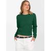 image:imageANRABESS Womens Long Sleeve Sweaters Cropped Crew Neck Business Casual Light Weight Sweater Tops Fall Fashion Clothes 2025Forest Deep Green