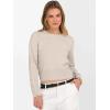 image:imageANRABESS Womens Long Sleeve Sweaters Cropped Crew Neck Business Casual Light Weight Sweater Tops Fall Fashion Clothes 2025Light Almond