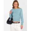 image:imageANRABESS Womens Long Sleeve Sweaters Cropped Crew Neck Business Casual Light Weight Sweater Tops Fall Fashion Clothes 2025Light Blue