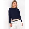 image:imageANRABESS Womens Long Sleeve Sweaters Cropped Crew Neck Business Casual Light Weight Sweater Tops Fall Fashion Clothes 2025Navy Blue