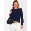 image:imageANRABESS Womens Long Sleeve Sweaters Cropped Crew Neck Business Casual Light Weight Sweater Tops Fall Fashion Clothes 2025Navy Blue