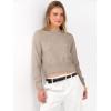 image:imageANRABESS Womens Long Sleeve Sweaters Cropped Crew Neck Business Casual Light Weight Sweater Tops Fall Fashion Clothes 2025Tan