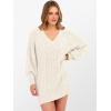 image:imageANRABESS Womens Long Sleeve V Neck Oversized Cable Knit Mini Sweater Dresses 2025 Winter Fall Trendy Pullover Tunic OutfitsBeige
