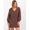 image:imageANRABESS Womens Long Sleeve V Neck Oversized Cable Knit Mini Sweater Dresses 2025 Winter Fall Trendy Pullover Tunic OutfitsBrown