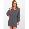 image:imageANRABESS Womens Long Sleeve V Neck Oversized Cable Knit Mini Sweater Dresses 2025 Winter Fall Trendy Pullover Tunic OutfitsDeep Grey