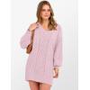 image:imageANRABESS Womens Long Sleeve V Neck Oversized Cable Knit Mini Sweater Dresses 2025 Winter Fall Trendy Pullover Tunic OutfitsPink