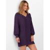 image:imageANRABESS Womens Long Sleeve V Neck Oversized Cable Knit Mini Sweater Dresses 2025 Winter Fall Trendy Pullover Tunic OutfitsPurple