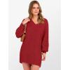 image:imageANRABESS Womens Long Sleeve V Neck Oversized Cable Knit Mini Sweater Dresses 2025 Winter Fall Trendy Pullover Tunic OutfitsRed