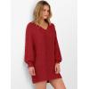 image:imageANRABESS Womens Long Sleeve V Neck Oversized Cable Knit Mini Sweater Dresses 2025 Winter Fall Trendy Pullover Tunic OutfitsRed