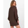 image:imageANRABESS Womens Long Sleeve V Neck Oversized Cable Knit Mini Sweater Dresses 2025 Winter Fall Trendy Pullover Tunic OutfitsRed Brown