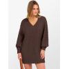 image:imageANRABESS Womens Long Sleeve V Neck Oversized Cable Knit Mini Sweater Dresses 2025 Winter Fall Trendy Pullover Tunic OutfitsRed Brown