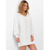 image:imageANRABESS Womens Long Sleeve V Neck Oversized Cable Knit Mini Sweater Dresses 2025 Winter Fall Trendy Pullover Tunic OutfitsWhite