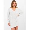 image:imageANRABESS Womens Long Sleeve V Neck Oversized Cable Knit Mini Sweater Dresses 2025 Winter Fall Trendy Pullover Tunic OutfitsWhite