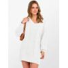 image:imageANRABESS Womens Long Sleeve V Neck Oversized Cable Knit Mini Sweater Dresses 2025 Winter Fall Trendy Pullover Tunic OutfitsWhite