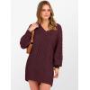 image:imageANRABESS Womens Long Sleeve V Neck Oversized Cable Knit Mini Sweater Dresses 2025 Winter Fall Trendy Pullover Tunic OutfitsWine Red