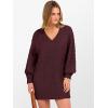 image:imageANRABESS Womens Long Sleeve V Neck Oversized Cable Knit Mini Sweater Dresses 2025 Winter Fall Trendy Pullover Tunic OutfitsWine Red