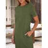 image:imageANRABESS Womens Midi DressSummer Long Tshirts DressesShort Sleeve Split StripeComfy Travel Beach Vacation Casual WearArmy Green