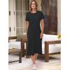 image:imageANRABESS Womens Midi DressSummer Long Tshirts DressesShort Sleeve Split StripeComfy Travel Beach Vacation Casual WearBlack