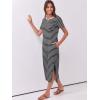 image:imageANRABESS Womens Midi DressSummer Long Tshirts DressesShort Sleeve Split StripeComfy Travel Beach Vacation Casual WearBlack White Stripe