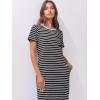 image:imageANRABESS Womens Midi DressSummer Long Tshirts DressesShort Sleeve Split StripeComfy Travel Beach Vacation Casual WearBlack White Stripe