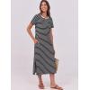 image:imageANRABESS Womens Midi DressSummer Long Tshirts DressesShort Sleeve Split StripeComfy Travel Beach Vacation Casual WearBlack White Stripe
