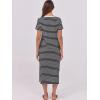 image:imageANRABESS Womens Midi DressSummer Long Tshirts DressesShort Sleeve Split StripeComfy Travel Beach Vacation Casual WearBlack White Stripe