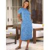 image:imageANRABESS Womens Midi DressSummer Long Tshirts DressesShort Sleeve Split StripeComfy Travel Beach Vacation Casual WearBlue White Floral