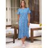 image:imageANRABESS Womens Midi DressSummer Long Tshirts DressesShort Sleeve Split StripeComfy Travel Beach Vacation Casual WearBlue White Floral