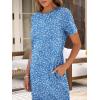 image:imageANRABESS Womens Midi DressSummer Long Tshirts DressesShort Sleeve Split StripeComfy Travel Beach Vacation Casual WearBlue White Floral