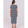image:imageANRABESS Womens Midi DressSummer Long Tshirts DressesShort Sleeve Split StripeComfy Travel Beach Vacation Casual WearBlue White Stripe