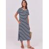 image:imageANRABESS Womens Midi DressSummer Long Tshirts DressesShort Sleeve Split StripeComfy Travel Beach Vacation Casual WearBlue White Stripe