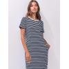 image:imageANRABESS Womens Midi DressSummer Long Tshirts DressesShort Sleeve Split StripeComfy Travel Beach Vacation Casual WearBlue White Stripe