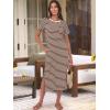image:imageANRABESS Womens Midi DressSummer Long Tshirts DressesShort Sleeve Split StripeComfy Travel Beach Vacation Casual WearBrown White Stripe