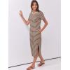 image:imageANRABESS Womens Midi DressSummer Long Tshirts DressesShort Sleeve Split StripeComfy Travel Beach Vacation Casual WearBrown White Stripe