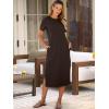 image:imageANRABESS Womens Midi DressSummer Long Tshirts DressesShort Sleeve Split StripeComfy Travel Beach Vacation Casual WearCoffee