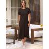 image:imageANRABESS Womens Midi DressSummer Long Tshirts DressesShort Sleeve Split StripeComfy Travel Beach Vacation Casual WearCoffee