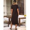 image:imageANRABESS Womens Midi DressSummer Long Tshirts DressesShort Sleeve Split StripeComfy Travel Beach Vacation Casual WearCoffee