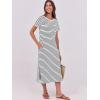 image:imageANRABESS Womens Midi DressSummer Long Tshirts DressesShort Sleeve Split StripeComfy Travel Beach Vacation Casual WearWhite Black Stripe
