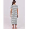 image:imageANRABESS Womens Midi DressSummer Long Tshirts DressesShort Sleeve Split StripeComfy Travel Beach Vacation Casual WearWhite Black Stripe